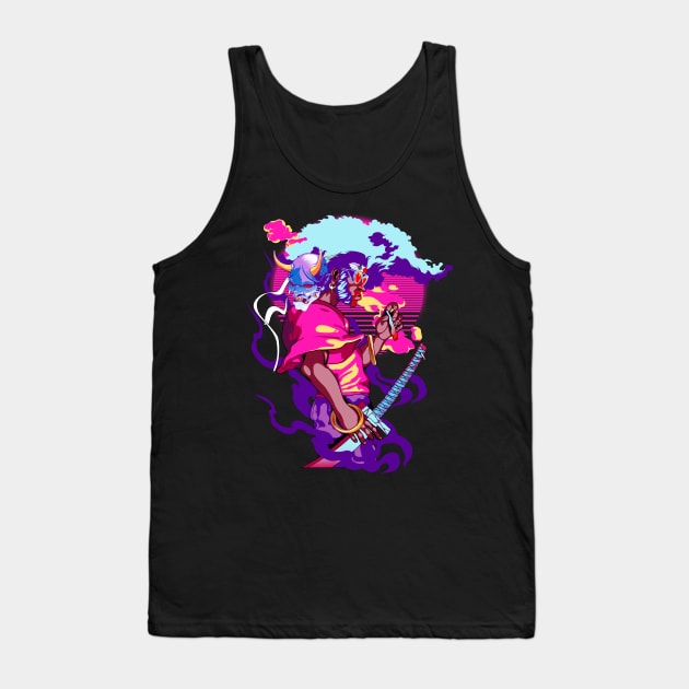 Neon Afro Samurai Tank Top by Heymoonly